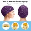 Waterproof Comfy Bathing Cap, High Elasticity Swimming Cap for Women Men Adults Boys Girls Compatible with Beautiful Dark Purple Bling Glitter Sparkles Pattern view 3
