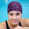 Waterproof Comfy Bathing Cap, High Elasticity Swimming Cap for Women Men Adults Boys Girls Compatible with Beautiful Dark Purple Bling Glitter Sparkles Pattern view 4