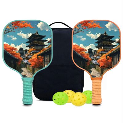 KUAVETO Pickleball Paddles Set, All The DIY Fun You can Have with Landscape-AM95 Pattern Custom Made Honeycomb Polymer Core- Includes 2 Paddles, 4 Balls, and a Carry Bag