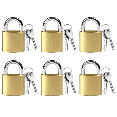 Lixdrem 6 Pcs Copper Luggage Locks with Keys, Metal Keyed Pad Locks, School Gym Locker Lock, Suitcase Lock