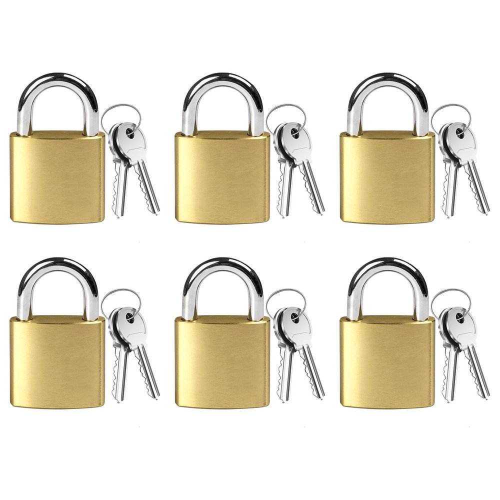 Lixdrem 6 Pcs Copper Luggage Locks with Keys, Metal Keyed Pad Locks, School Gym Locker Lock, Suitcase Lock