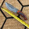 Damascus Steel Custom Handmade Hunting Tracker Knife, Fixed Blade Knife, Densified Wood Handle Knife with Leather Sheath, USA, Black/Red view 3