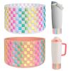 HEYSKAY 2PCS Silicone Boot Compatible with Owala 30oz & 40oz FreeSip Sway and 40oz Tumbler, Anti-Slip Bottom Boot Water Bottle Protective Sleeve(Colorful-lattice Flesh Pink/Transparent) view 1