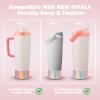 HEYSKAY 2PCS Silicone Boot Compatible with Owala 30oz & 40oz FreeSip Sway and 40oz Tumbler, Anti-Slip Bottom Boot Water Bottle Protective Sleeve(Colorful-lattice Flesh Pink/Transparent) view 2