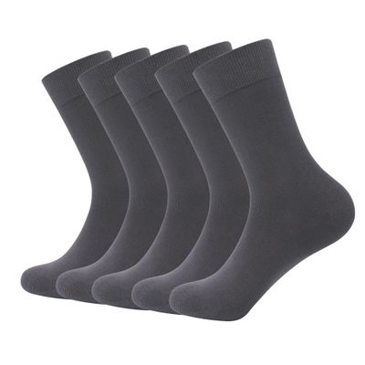 SERISIMPLE Viscose Bamboo Dress Men Sock Thin Soft Crew Anti Odor Lightweight Sock Breathable Comfort Cool soft Sock 5 Pairs (US, Alpha, Large, Regular, Regular, Dark Gray1)