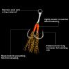 PATIKIL Double Fishing Assist Hooks Kit, 20 Pcs Glow Jigging Hook Slow Fast Fall Jigs Fishing Hooks for Vertical Jigging Lures, Gold Tone (14#, 2.4"x0.55") view 3