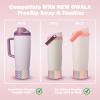 HEYSKAY 2PCS Silicone Boot Compatible with Owala 30oz & 40oz FreeSip Sway and 40oz Tumbler, Anti-Slip Bottom Boot Water Bottle Protective Sleeve(Colorful-lattice Orchid/Pink Dusk) view 2
