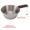 Camping Frying Pan, 2000ML Stainless Steel Grilling Pan with Wood Handle Portable Skillet for Camping Indoor Outdoor Cooking (Silver) view 2