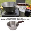 Camping Frying Pan, 2000ML Stainless Steel Grilling Pan with Wood Handle Portable Skillet for Camping Indoor Outdoor Cooking (Silver) view 3
