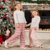 Arshiner Pajama Pants for Girls Long Sleep Plaid Pants Soft Lounge Pj Bottoms with Pockets Striped Heart-Red White 10-11 Years view 3