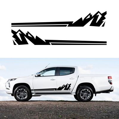 HAIORD 90Racing Stripe Car Sticker Mountain Graphic Decorative Door Waterproof Vinyl Decal Accessories for car Trucks Off-Road Vehicle transporters2PCS (Black)