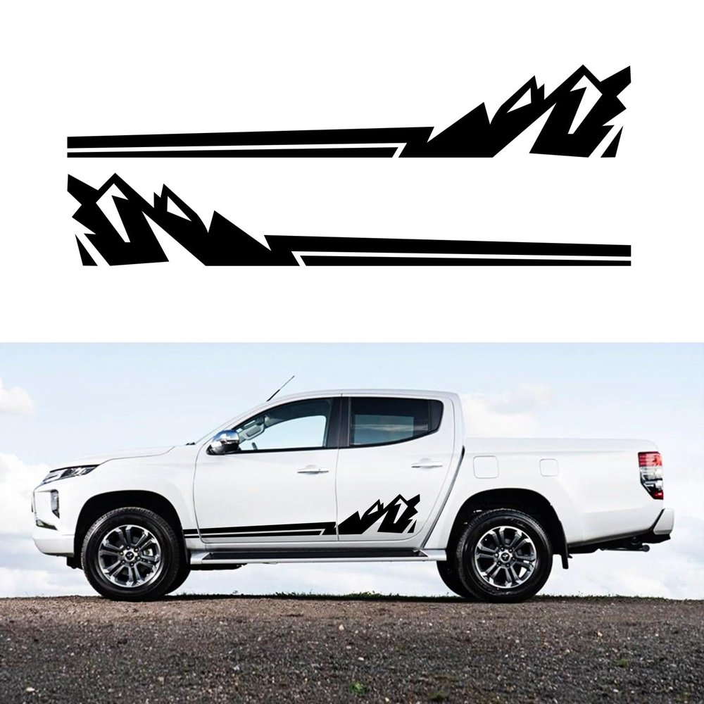 HAIORD 90Racing Stripe Car Sticker Mountain Graphic Decorative Door Waterproof Vinyl Decal Accessories for car Trucks Off-Road Vehicle transporters2PCS (Black)