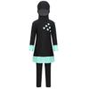 Yruioon Kids Girls Modest Hijab Burkini UPF 50+ Swim Cover Up Sets Athletic Rashguard Sets Swimsuits Black 8-10 Years view 3
