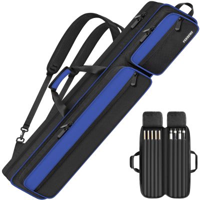 PEKREWS Pool Cue Case, Pool Stick Case 4x5 with Multiple Pockets Holds 4 Butts 5 Shafts, Soft Padded Sturdy Pool Cue Bag, Billiard Cue Backpack with Adjustable Shoulder Straps for Men and Women