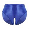 YiZYiF Sissy Panties Men's Silky Glossy Underwear Bikini Thongs Oily Swimming Lingerie Briefs 2# Blue A Large view 1