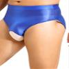 YiZYiF Sissy Panties Men's Silky Glossy Underwear Bikini Thongs Oily Swimming Lingerie Briefs 2# Blue A Large view 4