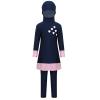 Yruioon Kids Girls Modest Hijab Burkini UPF 50+ Swim Cover Up Sets Athletic Rashguard Sets Swimsuits Navy Blue 12-14 Years view 3