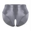 Hedmy Men Shiny Oil Silk Low Rise Underwear Elastic Bikini Briefs Thongs Swimwear Underpants Panties Grey X-Large view 1