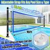 Durable PE Pool Volleyball Net Replacement - Adjustable 15-31.4Ft Width, 3Ft Height (Net Only) - Blue view 3
