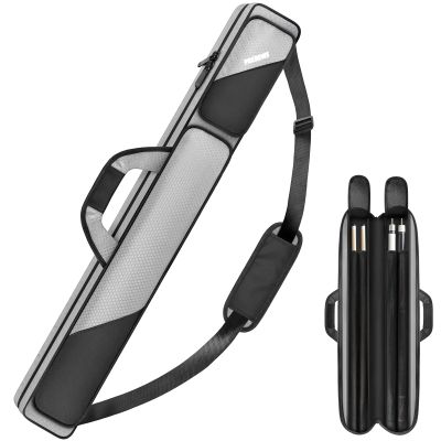 PEKREWS Pool Cue Case, Pool Stick Case 2x2 Holds 2 Sticks with 2 Accessory Zipper Pockets, Sturdy Polyester Pool Cue Carry Bag with Shoulder Strap Handle, Soft Billiard Cue Sling Bag for Men and Women