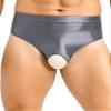 YiZYiF Sissy Panties Men's Silky Glossy Underwear Bikini Thongs Oily Swimming Lingerie Briefs 2# Grey A Medium view 2