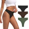Xlndsoea High Waisted Thongs Underwear for Women Stretchy Ribbed Cotton Coffee Color Panties Breathable High Cut Underwear 3-Pack Size X-Large view 1