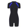 HULIJA Women's Short Sleeve One-Piece Swimsuit Zipper Front Rash Guard Beachwear Bathing Suit Athletic Surf Swimsuit Blue Large view 3