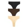Xlndsoea High Waisted Thongs Underwear for Women Stretchy Ribbed Cotton Black Coffee Nude Color Panties Breathable High Cut Underwear 3-Pack Size 2X-Large view 4