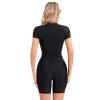 HULIJA Women's Short Sleeve One-Piece Swimsuit Zipper Front Rash Guard Beachwear Bathing Suit Athletic Surf Swimsuit Blue X-Large view 2