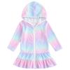 Mubineo Toddler Girl Long Sleeve Swimsuit Beach Dress Cute Cover Ups Ruffle Bathing Suit Cover Up Kimono Kids Swimwear (Rainbow, 4-5 Years) view 1