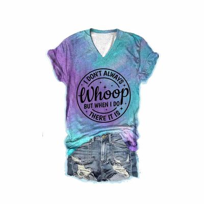 MOGUI I Dont Always Whoop Tshirt I Dont Always Whoop Shirt Casual Vintage T-Shirts Funny Letter V Neck Tee Funny Tank Tops Loose Tshirts Women Gifts Sky, 5X-Large