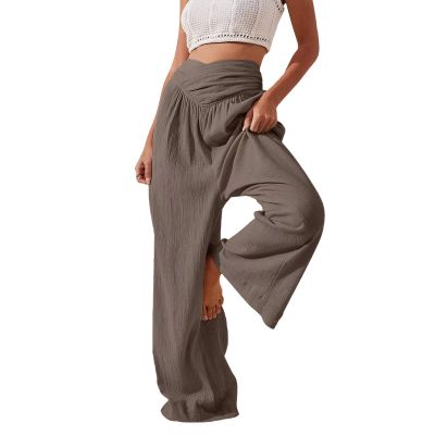 Straight Leg Pants Women Pantalones para Mujer Disco Pants Women Flowy Wide Pants for Women 2024 Boho Palazzo Pants for Women (F-Brown,X-Large)