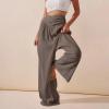 Straight Leg Pants Women Pantalones para Mujer Disco Pants Women Flowy Wide Pants for Women 2024 Boho Palazzo Pants for Women (F-Brown,X-Large) view 2