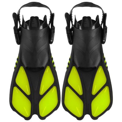Adjustable Swimming Fins, Swim Training Fins for Men & Women, Soft TPR Open Heel Long Diving Flippers for Pool Lap, Open Water Swimming, Snorkeling (MD)