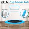 Lyromix 48Inch Mini Fitness Trampoline for Adults and Kids, Small Exercise Trampoline with Adjustable Handle for Indoor Outdoor Workout, Blue view 3