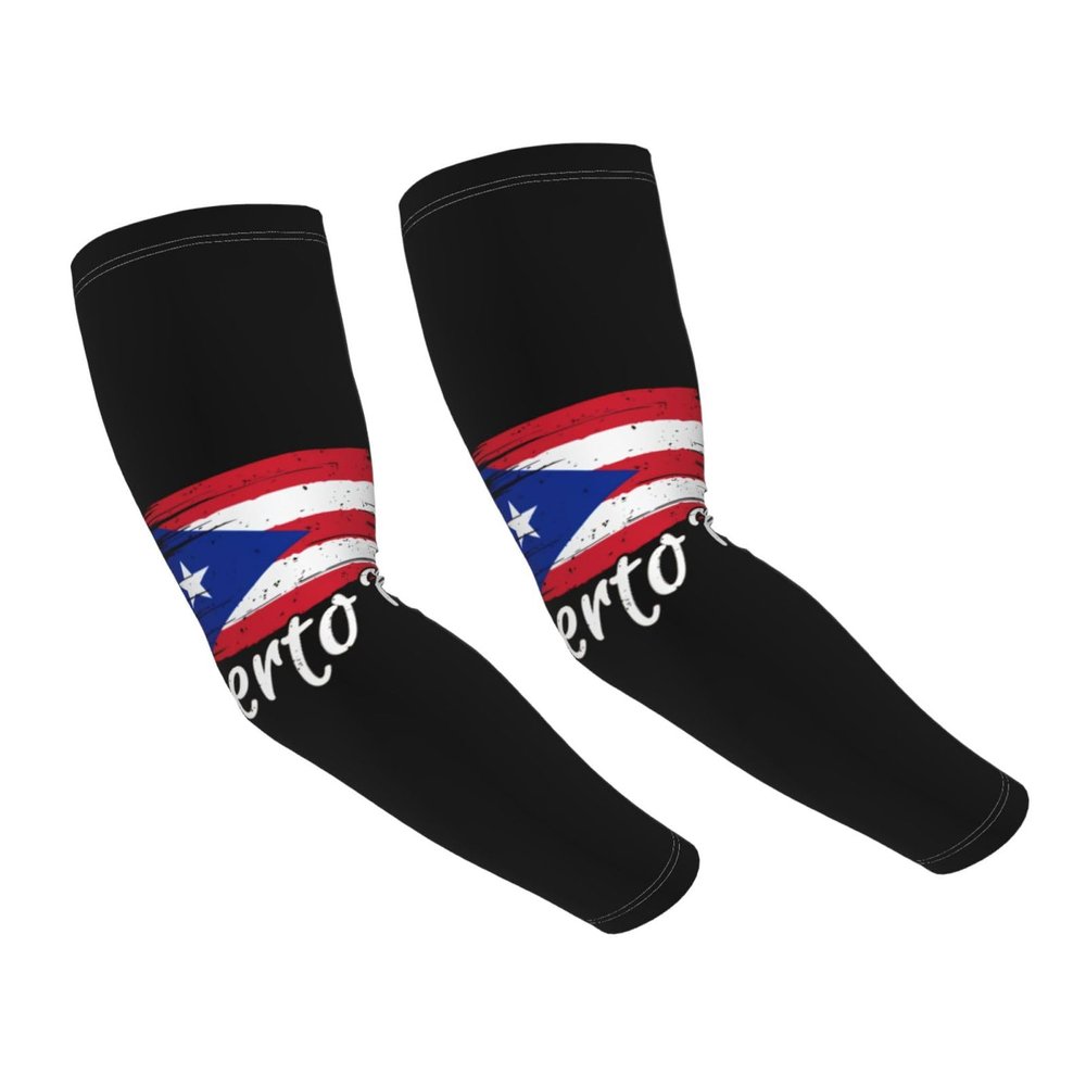 YSBYEIU Cute Puerto Rico Flag Arm Sleeves Sun Protection Cooling Arm Sleeves For Men Women Cycling, Golf, Outdoor Sports