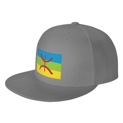 POOEDSO Berber Flag Snapback Hats for Men Baseball Cap Trucker Hat Flat Brim Hats Gray