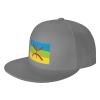 POOEDSO Berber Flag Snapback Hats for Men Baseball Cap Trucker Hat Flat Brim Hats Gray view 1