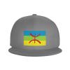 POOEDSO Berber Flag Snapback Hats for Men Baseball Cap Trucker Hat Flat Brim Hats Gray view 2