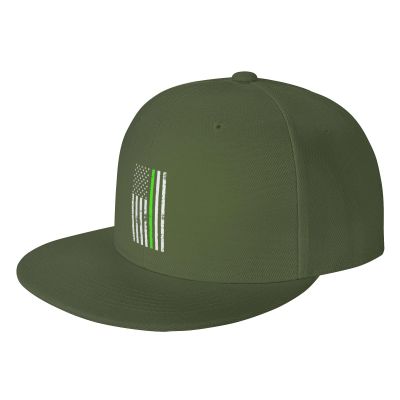 POOEDSO Thin Green Line U.S.A Flag Snapback Hats for Men Baseball Cap Trucker Hat Flat Brim Hats