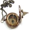 NineFit Basics Handmade Brass Sundial Compass with Chain for Traveler Inspirational Adventurer Wedding Baptism Gift Nautical Small Compass., Brown Antique view 1