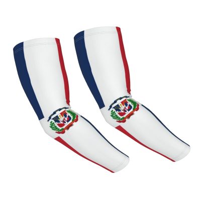 YSBYEIU Cute Dominican Flag Arm Sleeves Sun Protection Cooling Arm Sleeves For Men Women Cycling, Golf, Outdoor Sports