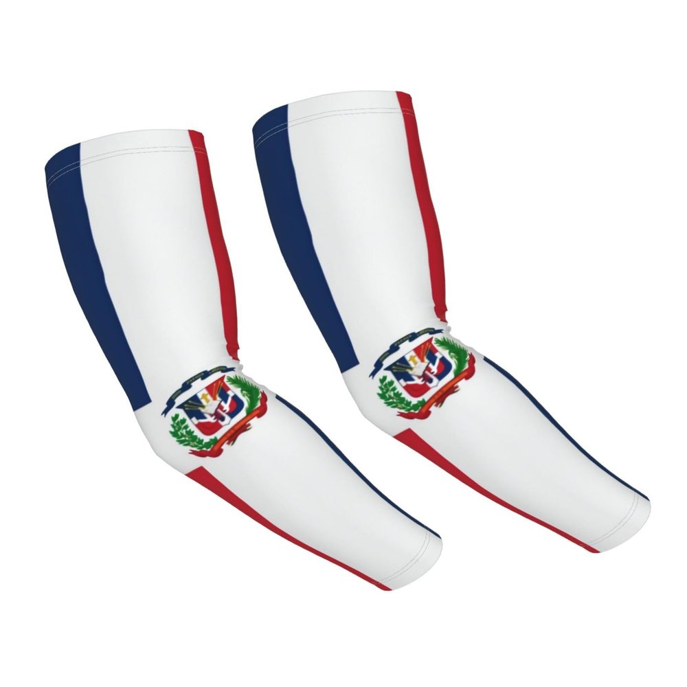 YSBYEIU Cute Dominican Flag Arm Sleeves Sun Protection Cooling Arm Sleeves For Men Women Cycling, Golf, Outdoor Sports