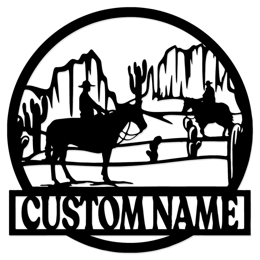 Custom Cowboy and Horse Metal Sign, Personalized Cowboy Metal Wall Art,Personalized Cowboy and Cowgirl Couple Sign, Personalized Cowboy Name Sign, Cowboy Home Decor,Knight Decoration (Style-9)