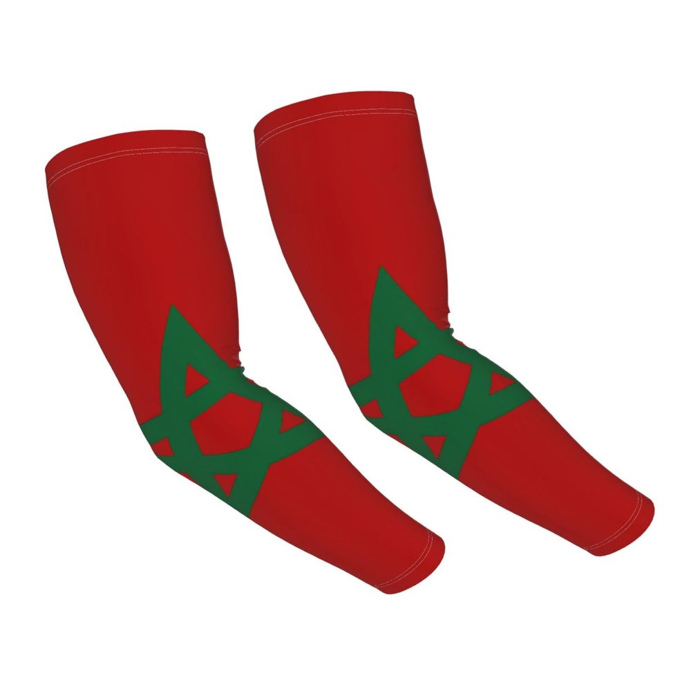 LVGOOKI Cute Morocco Flag Arm Sleeves Cooling Sun Protection Sports Flag Sleeves for Men Women