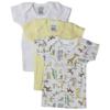 Bambini 100% Cotton Rib Knit Infant Baby Boy Baby Girl Unisex Short Sleeve Tee 3 Pack (Yellow/White/Print Crocodile) Size Newborn (0-6 Months) by Miracle USA view 1