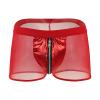 Generic Men'S Mesh Pouch Trunks Short Leg Underwear Zipper Front Underwear Boxer Briefs Medium Waist Lounge Underpants (Red,Large) view 1