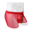Generic Men'S Mesh Pouch Trunks Short Leg Underwear Zipper Front Underwear Boxer Briefs Medium Waist Lounge Underpants (Red,Large) view 3