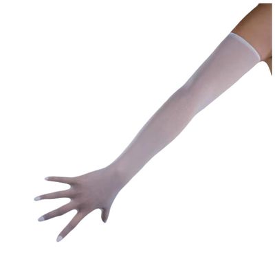 Seamless Sheer Stretchy Nylon Gloves Elbow Long Opera Party Velvet Cosplay Pantyhose for Hand Stockings (White)