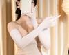 Seamless Sheer Stretchy Nylon Gloves Elbow Long Opera Party Velvet Cosplay Pantyhose for Hand Stockings (White) view 2